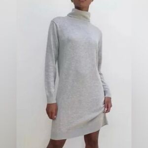 Babaton Aritzia Grey Wool Linen Turtleneck Semi-Fitted Long Tunic Camino Dress